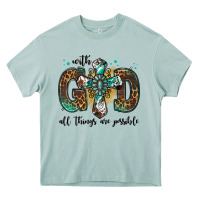 With God All Things Are Possible Gemstone Cross Heavy Core Tee | Teevron