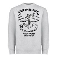 Heather Grey Born To Be Free Sea Heavyweight Sweatshirt - Bettercallsaul
