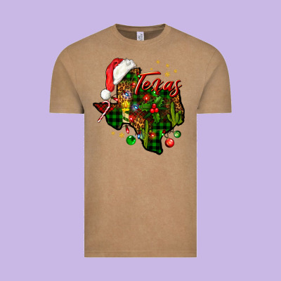 Christmas Texas Map Vintage Tee Designed By Nancycooperartshop