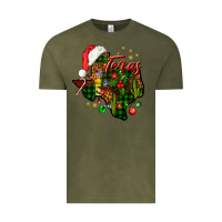 Vintage Olive Christmas Texas map Vintage Tee - NancyCooperArtShop