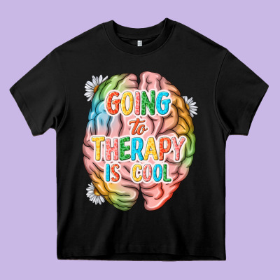 Going To Therapy Is Cool Heavy Core Tee Designed By Nancycooperartshop