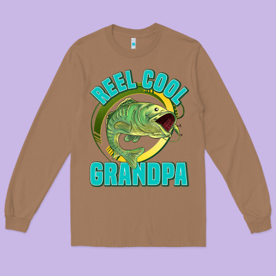 Reel Cool Grandpa Long Sleeve Tee Designed By Jasminsmagicworld