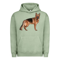 Pigment Oil Green German Shepherd Dog Illustrations Urban Hoodie - LillyAllenDesigns