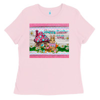 Bubblegum Pink happy easter y'all  rabbit Ladies Tee - BarkalooDesign