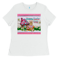 White happy easter y'all  rabbit Ladies Tee - BarkalooDesign