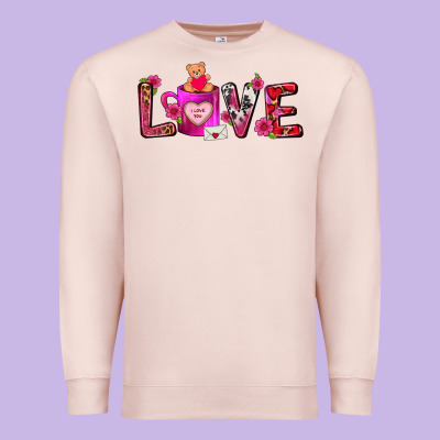 Love Coffee Mug Valentines Day Premium Sweatshirt Designed By Fadigitalartstudio