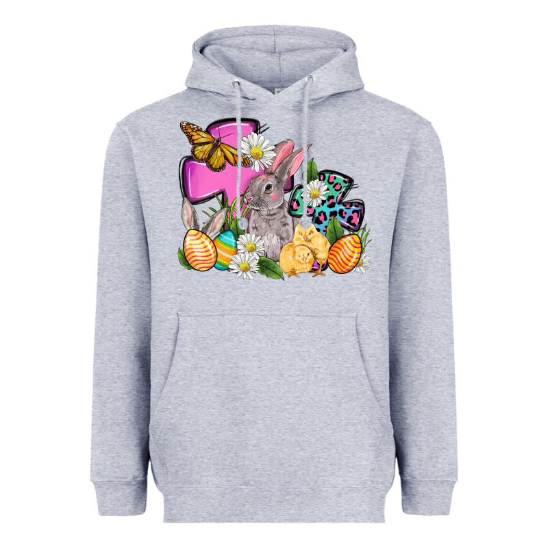 Easter Rabbits And Cross Heavyweight Hoodie by OliviaCreatesArt | Teevron