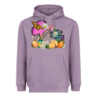 Lavender Easter rabbits and cross Heavyweight Hoodie - OliviaCreatesArt