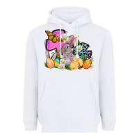 White Easter rabbits and cross Heavyweight Hoodie - OliviaCreatesArt