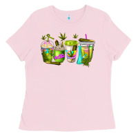 Bubblegum Pink coffee cups Ladies Tee - NancyCooperArtShop