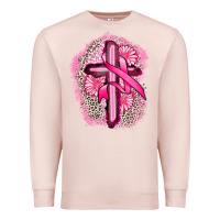 Pale Pink breast cancer cross Premium Sweatshirt - FaDigitalArtStudio