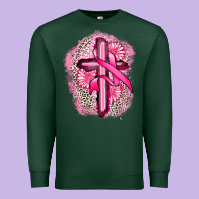 Breast Cancer Cross Premium Sweatshirt Designed By Fadigitalartstudio