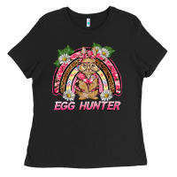 Black easter pink camouflage egg hunter  bunny rainbow Ladies Tee - BarkalooDesign