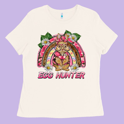 Easter Pink Camouflage Egg Hunter  Bunny Rainbow Ladies Tee Designed By Barkaloodesign