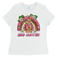 White easter pink camouflage egg hunter  bunny rainbow Ladies Tee - BarkalooDesign