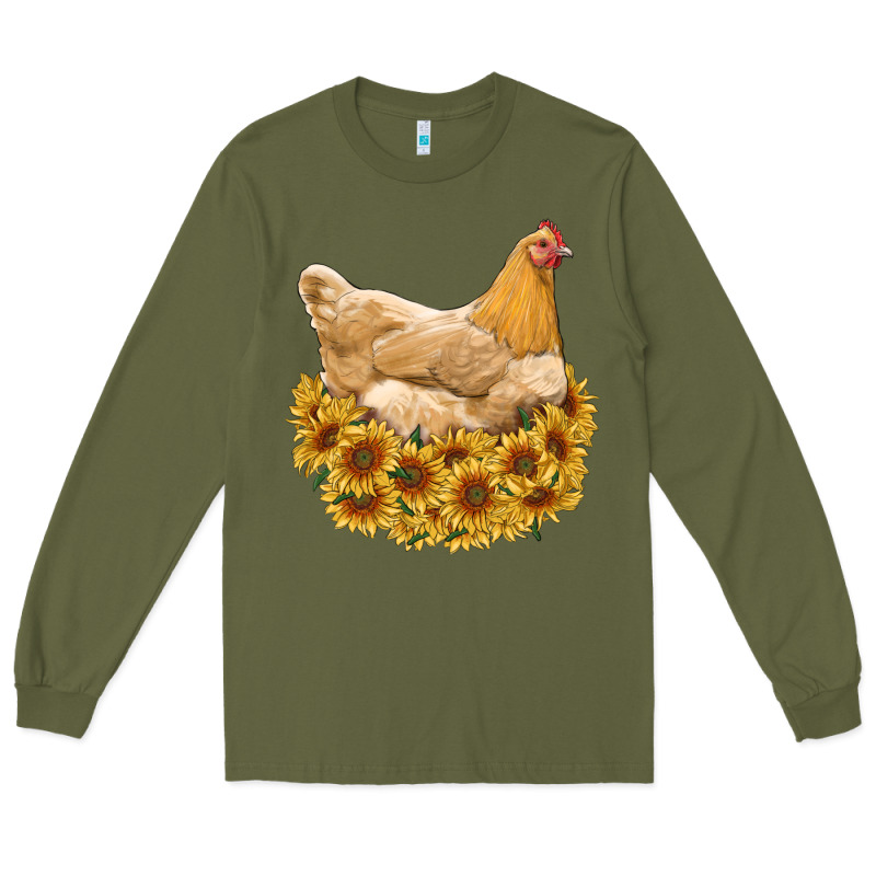 Chicken With Sunflowers Long Sleeve Tee by RanaPortraitStore | Teevron
