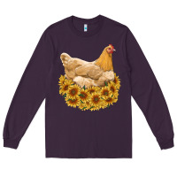 Plum chicken with sunflowers Long Sleeve Tee - RanaPortraitStore
