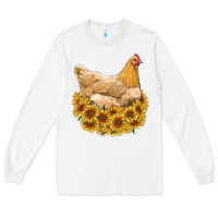 White chicken with sunflowers Long Sleeve Tee - RanaPortraitStore