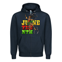 Navy juneteenth Zipper Hoodie - CowGirlArtShop