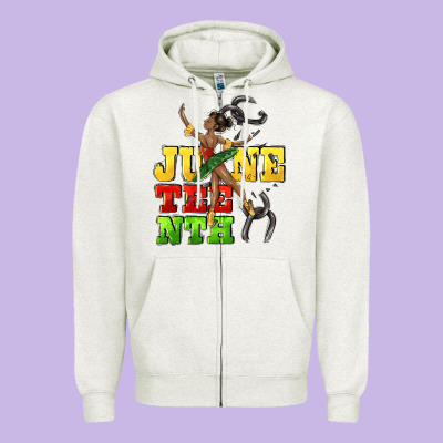 Juneteenth Zipper Hoodie Designed By Cowgirlartshop