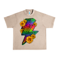 French Oak LGBTQ+ Lightnin' Bolt With Sunflower Urban Heavy Tee - BundleAndBundleShop