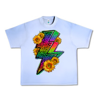 Grape Ice LGBTQ+ Lightnin' Bolt With Sunflower Urban Heavy Tee - BundleAndBundleShop