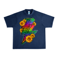 Navy LGBTQ+ Lightnin' Bolt With Sunflower Urban Heavy Tee - BundleAndBundleShop