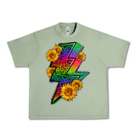 Oil Green LGBTQ+ Lightnin' Bolt With Sunflower Urban Heavy Tee - BundleAndBundleShop