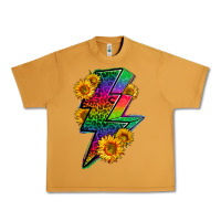 Peanut Butter LGBTQ+ Lightnin' Bolt With Sunflower Urban Heavy Tee - BundleAndBundleShop