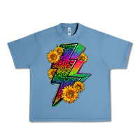 Pebble Blue LGBTQ+ Lightnin' Bolt With Sunflower Urban Heavy Tee - BundleAndBundleShop