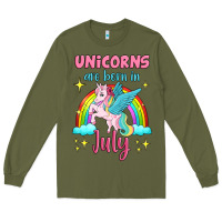 Army Green unicorns are born in july Long Sleeve Tee - Jasminsmagicworld