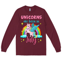 Burgundy unicorns are born in july Long Sleeve Tee - Jasminsmagicworld