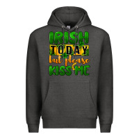Charcoal Heather Irish today but please kiss me Premium Hoodie - CowGirlArtShop