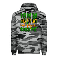 Slate Camo Irish today but please kiss me Premium Hoodie - CowGirlArtShop