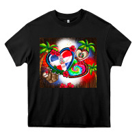 Black dominican republic  leopard Heavy Core Tee - AdoDesignShop