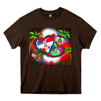 Chocolate Brown dominican republic  leopard Heavy Core Tee - AdoDesignShop