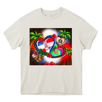 Cream dominican republic  leopard Heavy Core Tee - AdoDesignShop