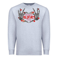 Heather Grey Happy Valentine's Day skeleton hands Premium Sweatshirt - FaDigitalArtStudio