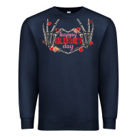 Navy Happy Valentine's Day skeleton hands Premium Sweatshirt - FaDigitalArtStudio