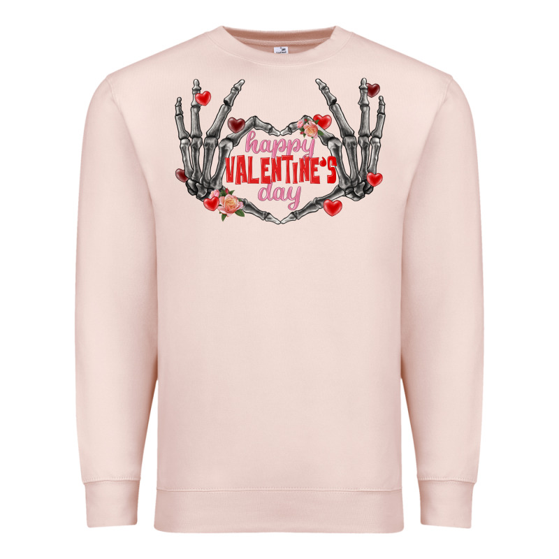 Happy Valentine's Day Skeleton Hands Premium Sweatshirt by FaDigitalArtStudio | Teevron