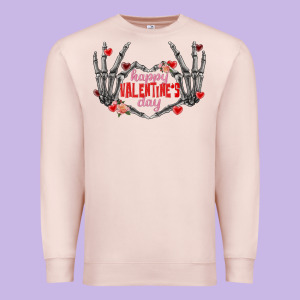 Happy Valentine's Day Skeleton Hands Premium Sweatshirt Designed By Fadigitalartstudio