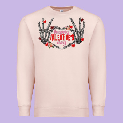 Happy Valentine's Day Skeleton Hands Premium Sweatshirt Designed By Fadigitalartstudio