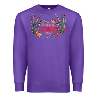 Purple Happy Valentine's Day skeleton hands Premium Sweatshirt - FaDigitalArtStudio