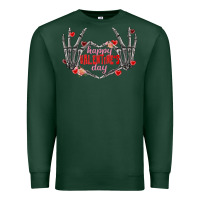 Sports Green Happy Valentine's Day skeleton hands Premium Sweatshirt - FaDigitalArtStudio