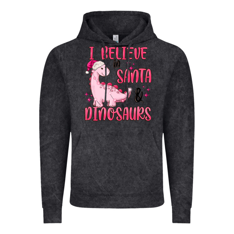 I Believe In Santa & Dinosaurs Pink Vintage Hoodie by MaliasSmallBusiness | Teevron