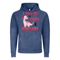 Vintage Denim i believe in santa & dinosaurs pink Vintage Hoodie - MaliasSmallBusiness