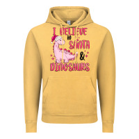 Vintage Mustard i believe in santa & dinosaurs pink Vintage Hoodie - MaliasSmallBusiness