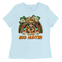 Baby Blue easter egg hunter  rabbit rainbow Ladies Tee - BarkalooDesign
