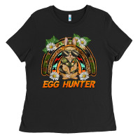 Black easter egg hunter  rabbit rainbow Ladies Tee - BarkalooDesign