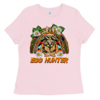 Bubblegum Pink easter egg hunter  rabbit rainbow Ladies Tee - BarkalooDesign
